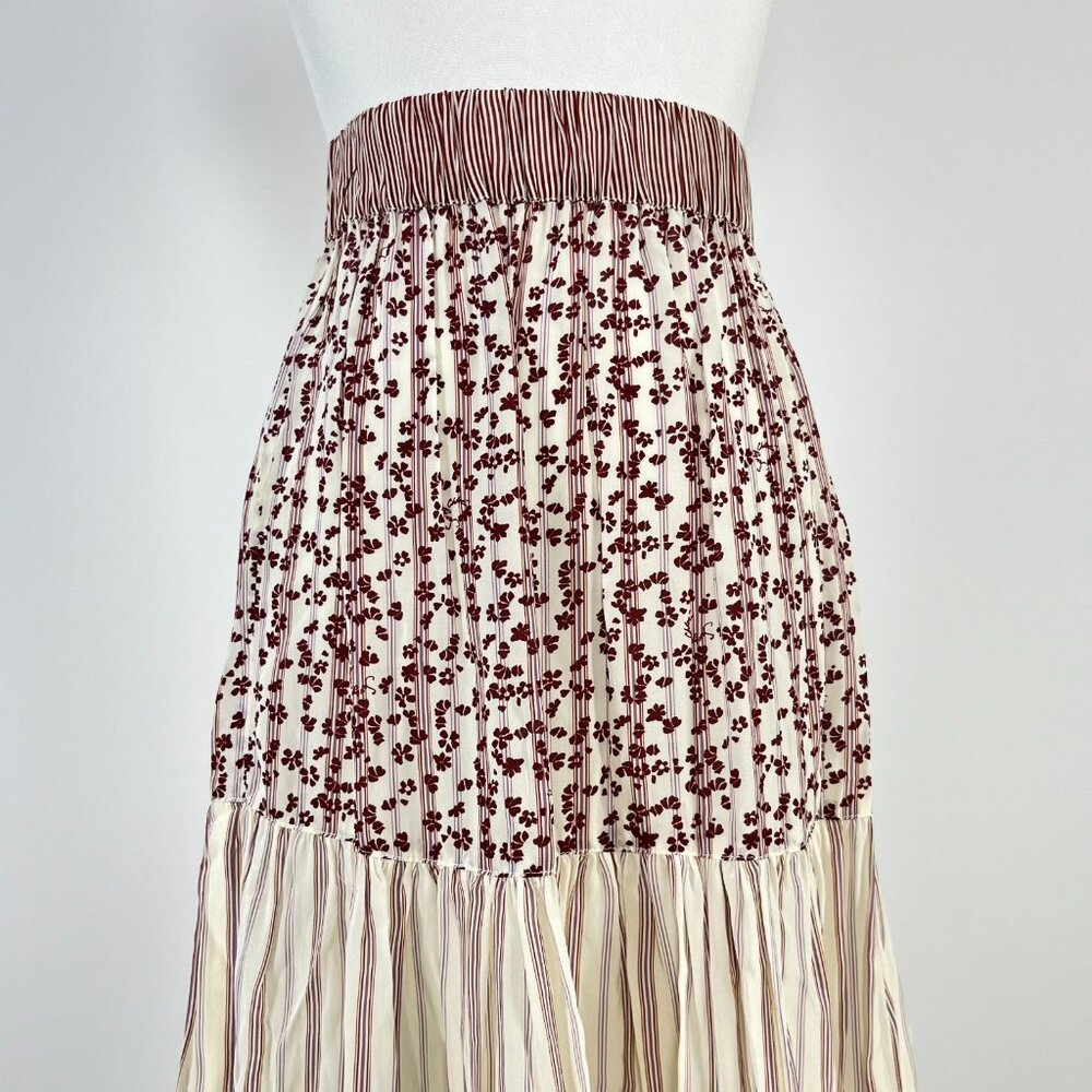 $605 NWOT SEE BY CHLOÉ Floral Stripe Maxi Skirt Size 38 Multicolor Elastic waist - Picture 7 of 12